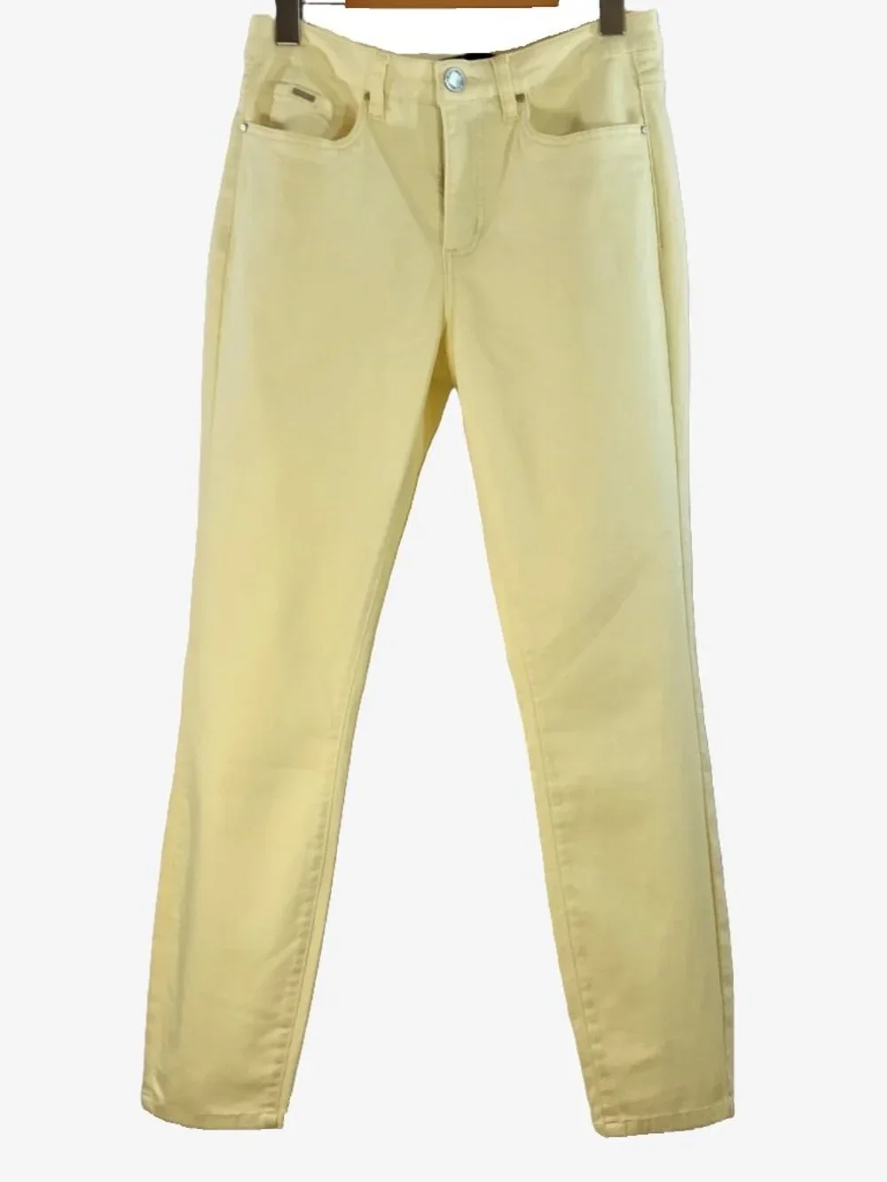Soft Yellow Stretch Mid Rise Straight Leg Jeans - Size 6 - FDJ - NWT - Picture 8 of 12